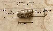 Łącznik M16 x 3/4