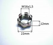 Nakrętka  M16 x 1,5 x 12 koronowa zwrotnicy Syrena - 2