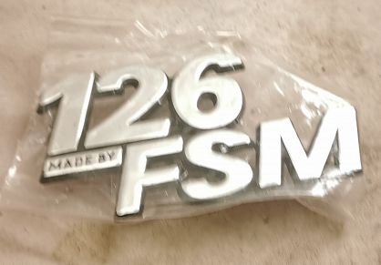 Emblemat "126p Made By FSM" plastikowy srebr. 126p