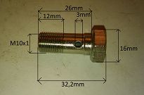 Śruba hamulca M10x1x32,2x16 z dziurą - 2
