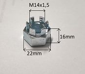 Nakrętka  M14 x 1,50 x 16 koronkowa wysoka FSO, PN - 2