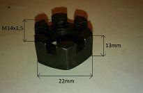 Nakrętka  M14 x 1,50 x 13 koronkowa wysoka FSO, PN - 2