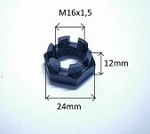 Nakrętka  M16 x 1,5 x 12 koronowa zwrotnicy Syrena - 2
