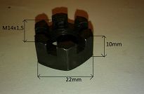 Nakrętka  M14 x 1,50 x 10 koronkowa niska FSO, PN - 2
